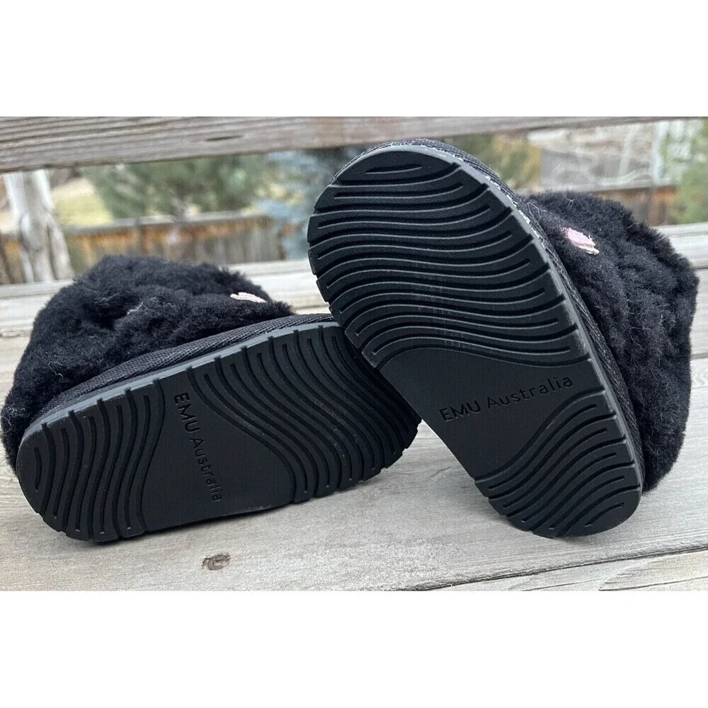 Nice! EMU Australia Lamb Walker Infant 6-12 Month Merino Wool Boots - Black